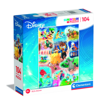 104 db-os SuperColor puzzle négyzet alakú dobozban - Disney mesehősök tánca